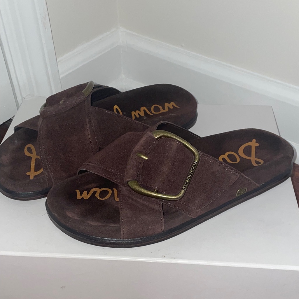 Sam Edelman Suede Buckle Slide Sandals